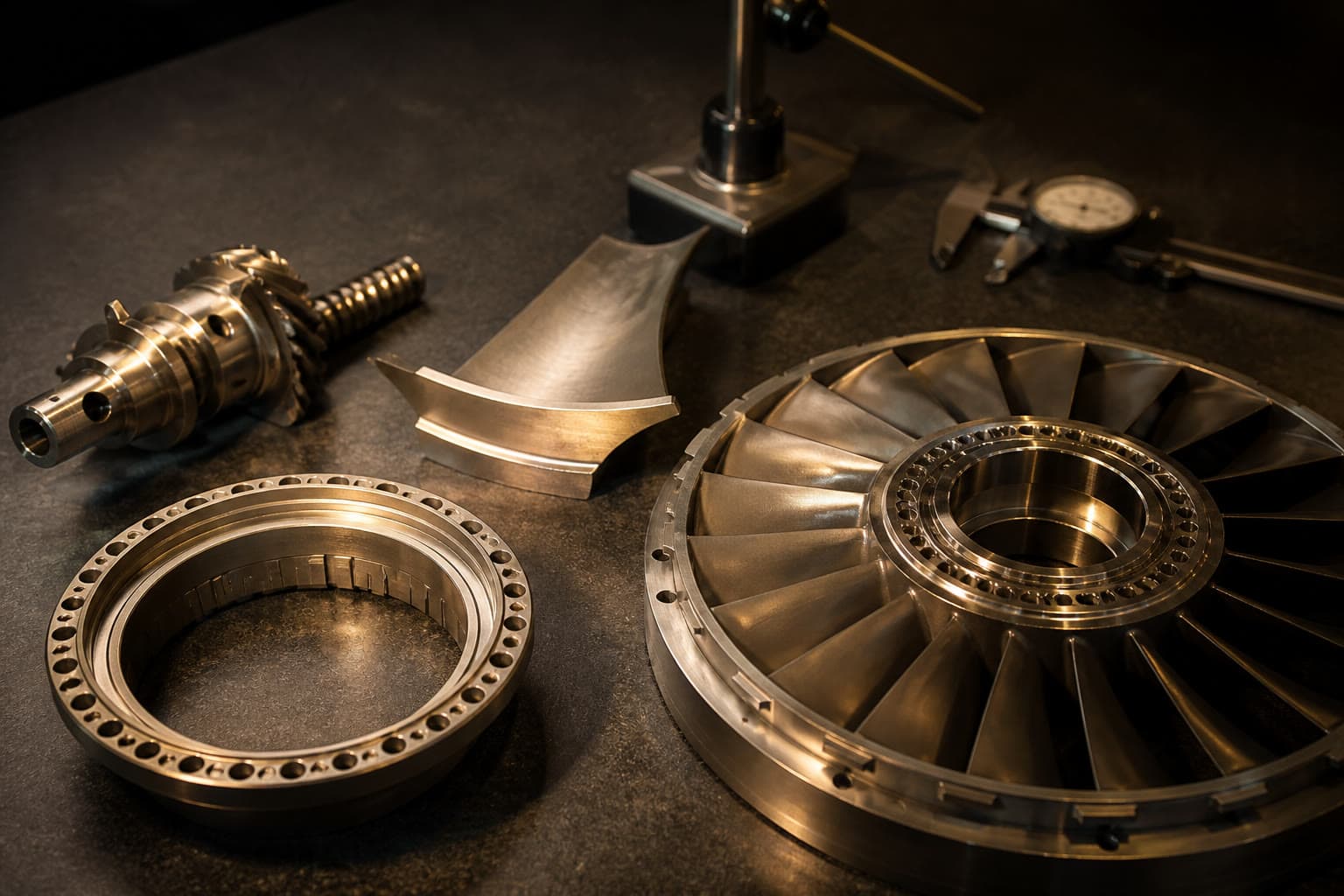 Precision-machined parts prepared for quality inspection